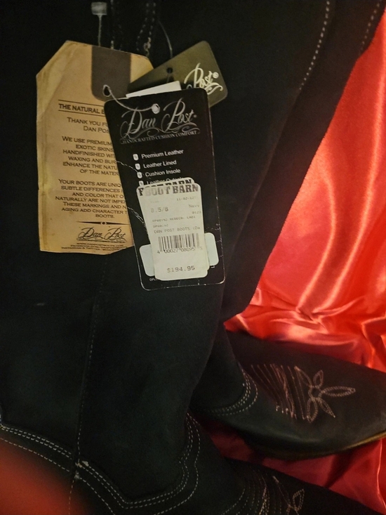 Dan Post Shoes - Dan Post Black Suede Western Boots with Embroidered Toe
